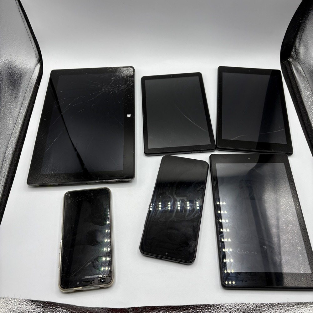 Lot of 6 Mixed Tablets & Smartphones Parts Repair As-Is Amazon Fire Windows
